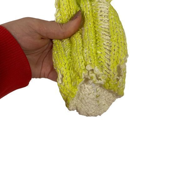 Free People Sunshine Crochet Neon Yellow Distressed Cable Knit Sweater Size S - Picture 2 of 7